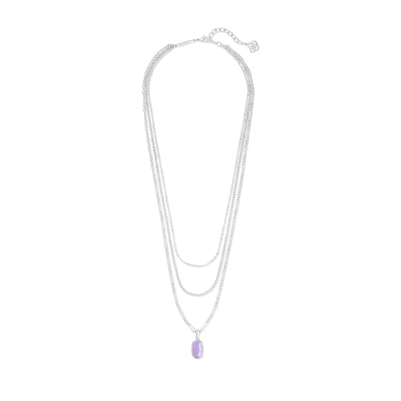Kendra Scott Elisa Triple Adjustable Length Strand Necklace in Lilac/Silver - Picture 3 of 7
